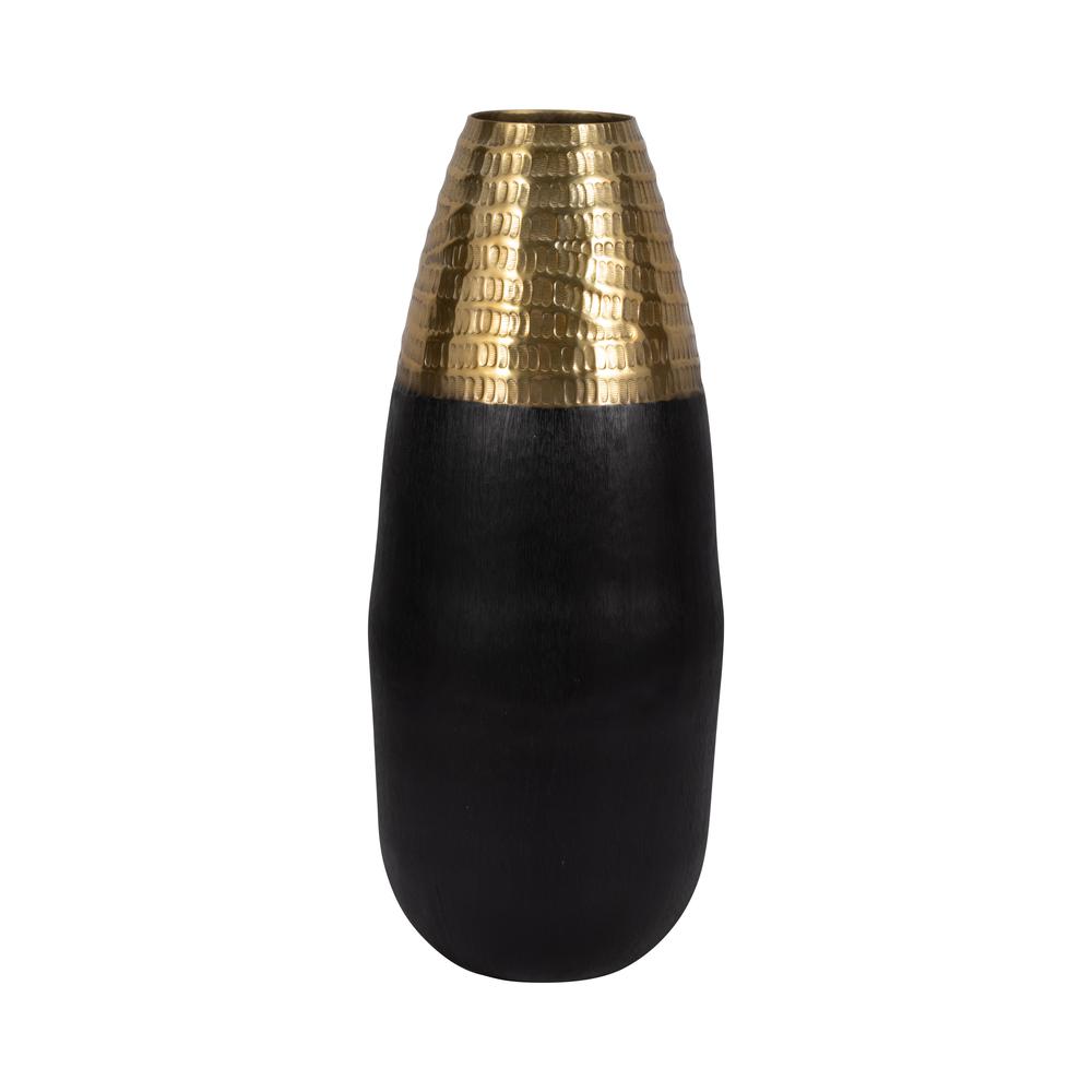 Metal, 20" 2-tone Floor Vase, Black/gold. Picture 3