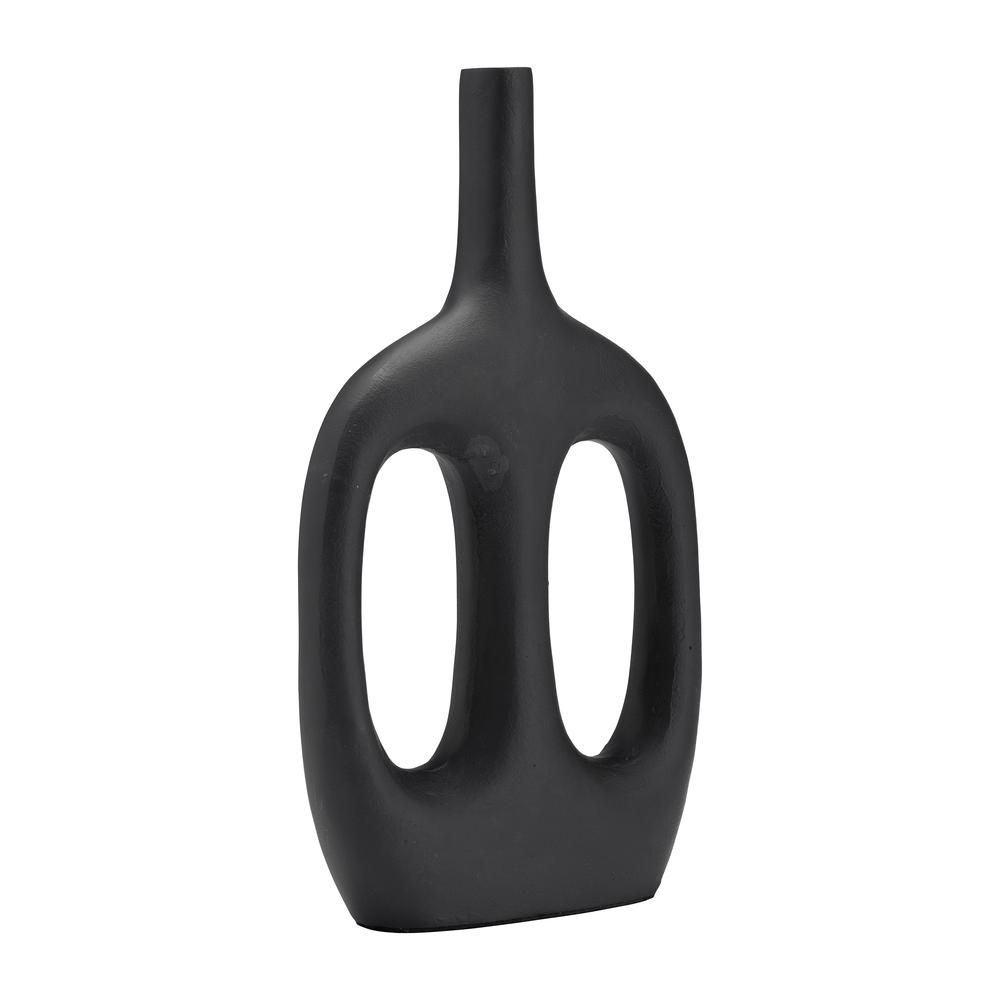 Metal,15", Hollow Handles Vase,black. Picture 3