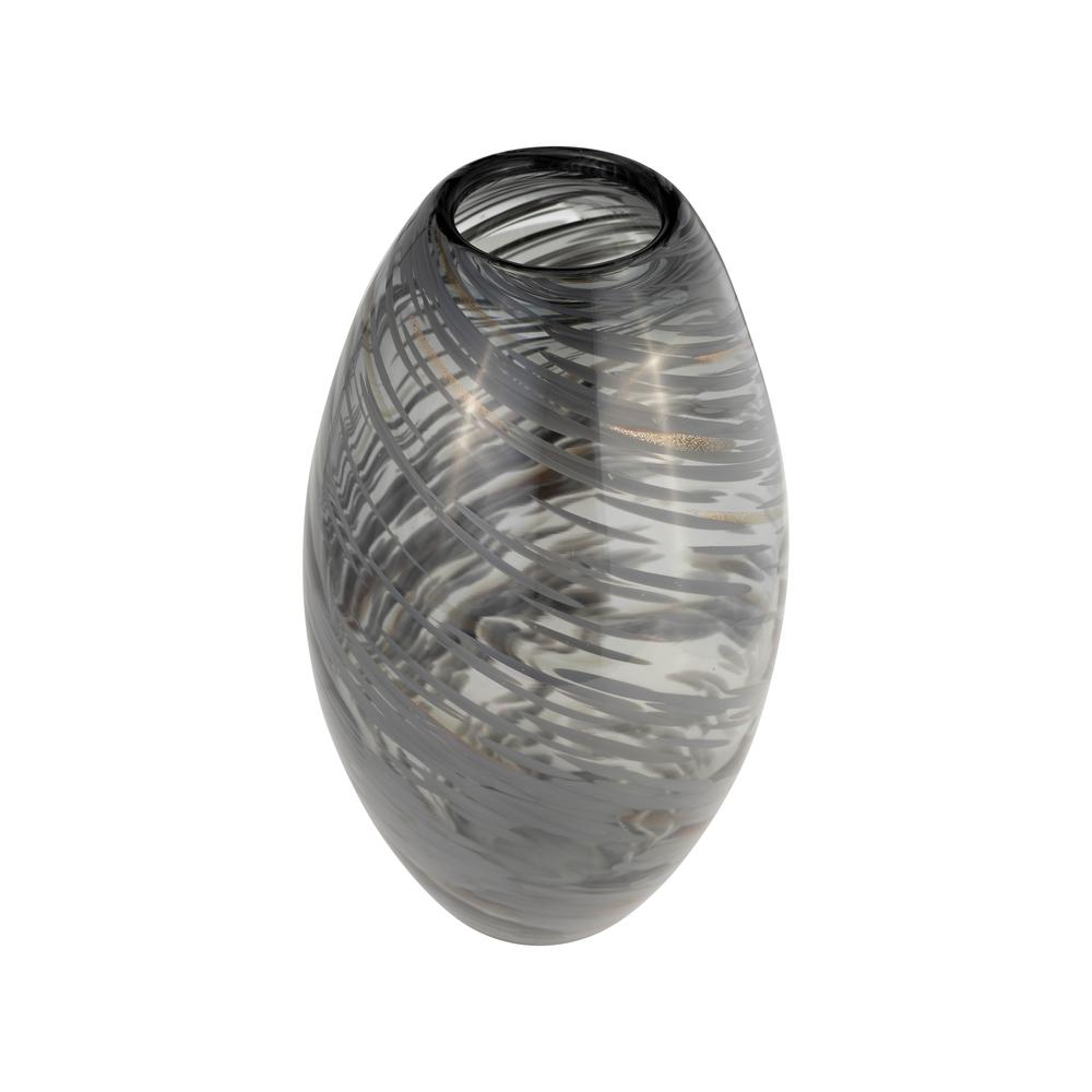 Glass, 13"h Swirl Vase, Black. Picture 2