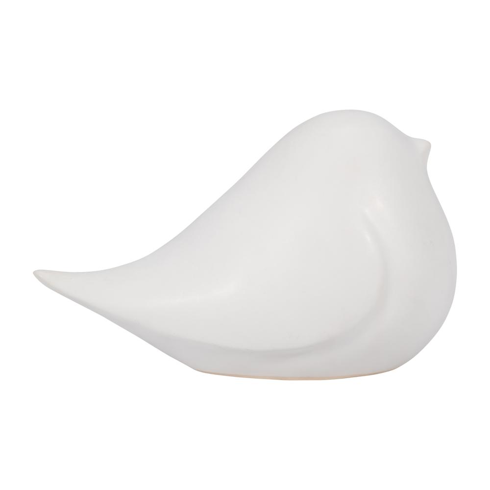 Cer, 8" Chubby Bird, White. Picture 1