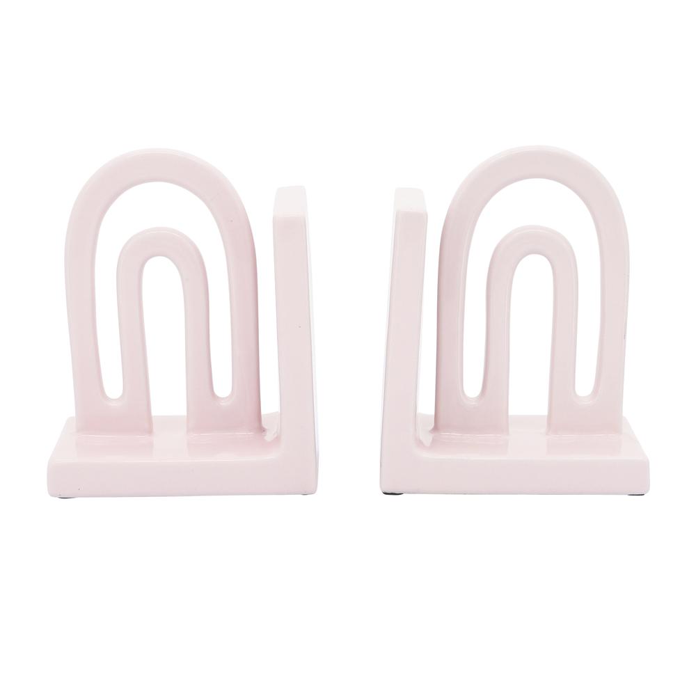 Cer,s/2 6" Arch Bookends, Blush. Picture 2