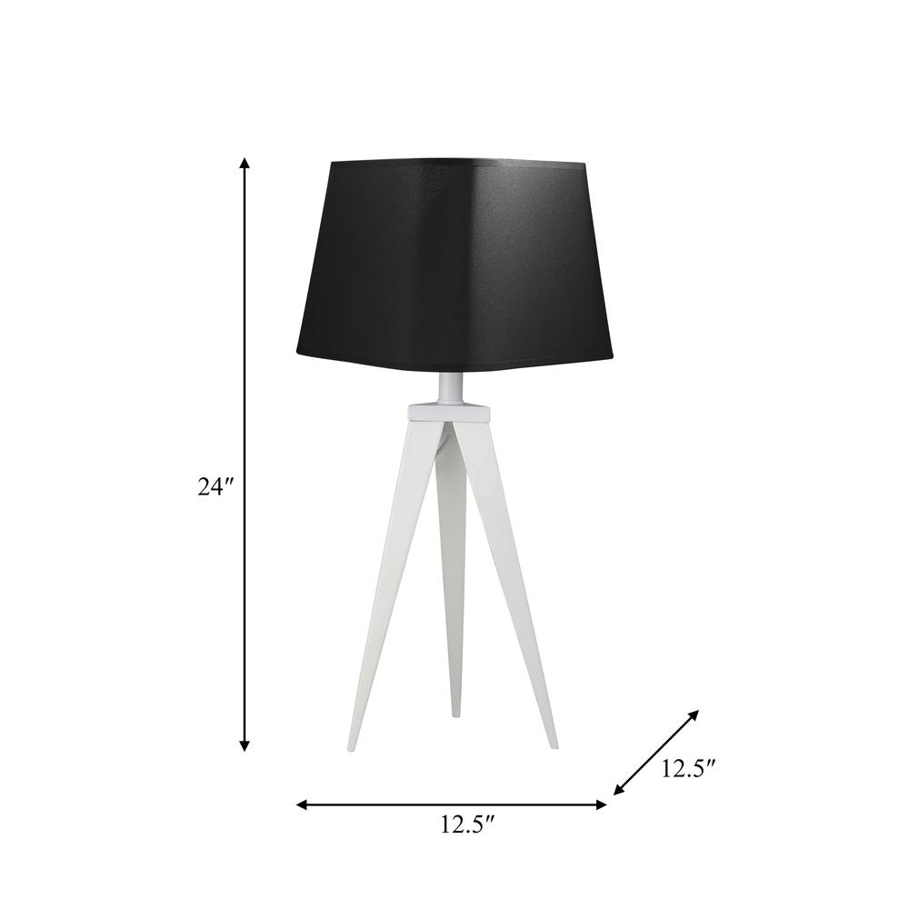 Metal 24" Tripod Table Lamp, White/black. Picture 5