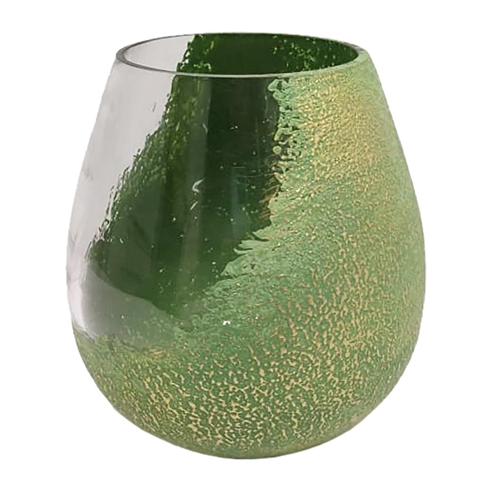 Glass, 8" Dipped Vase, Green. Picture 3