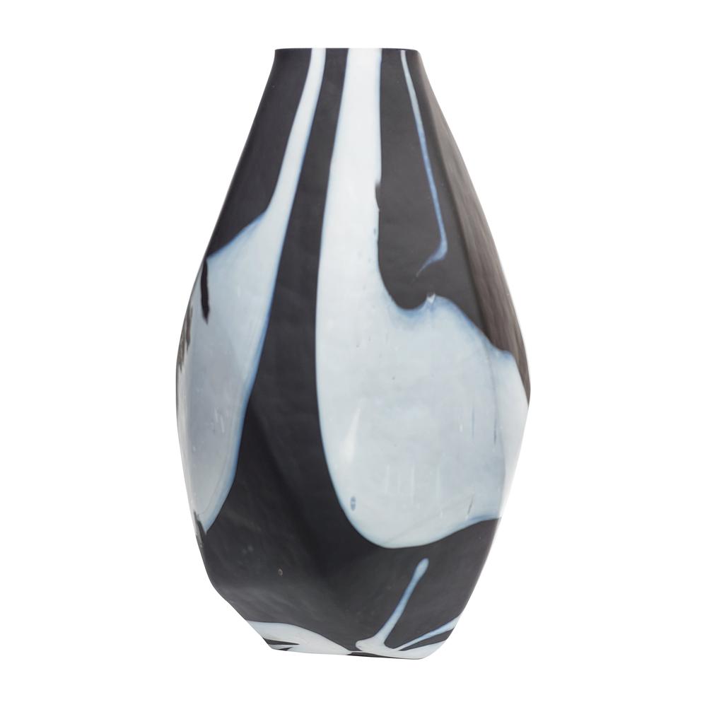 Glass, 19" Abstract Contemporary Vase, Black. Picture 1