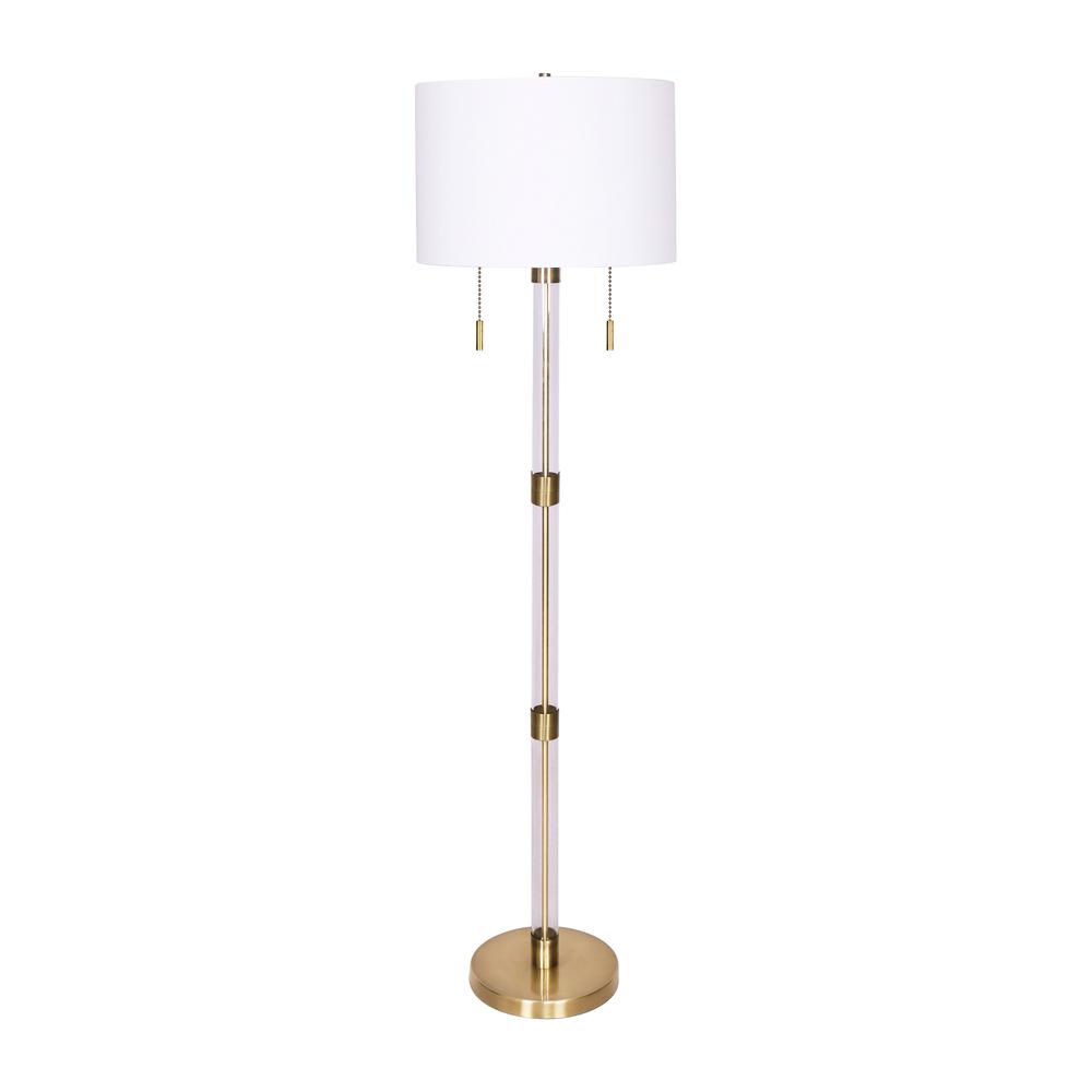 Glass 61" Chain Pull Floor Lamp, Gold. Picture 1