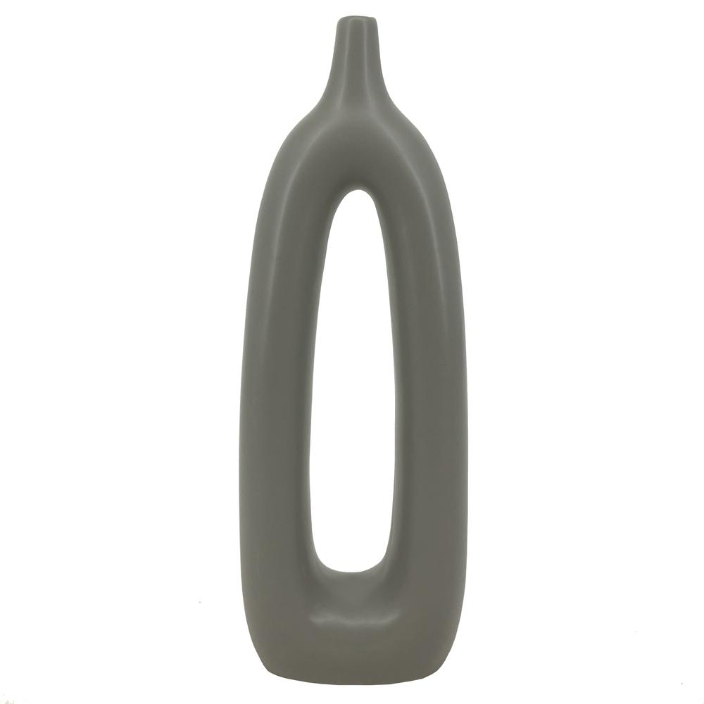 Cer, 14"h Open Cut-out Vase, Sage Green. Picture 1