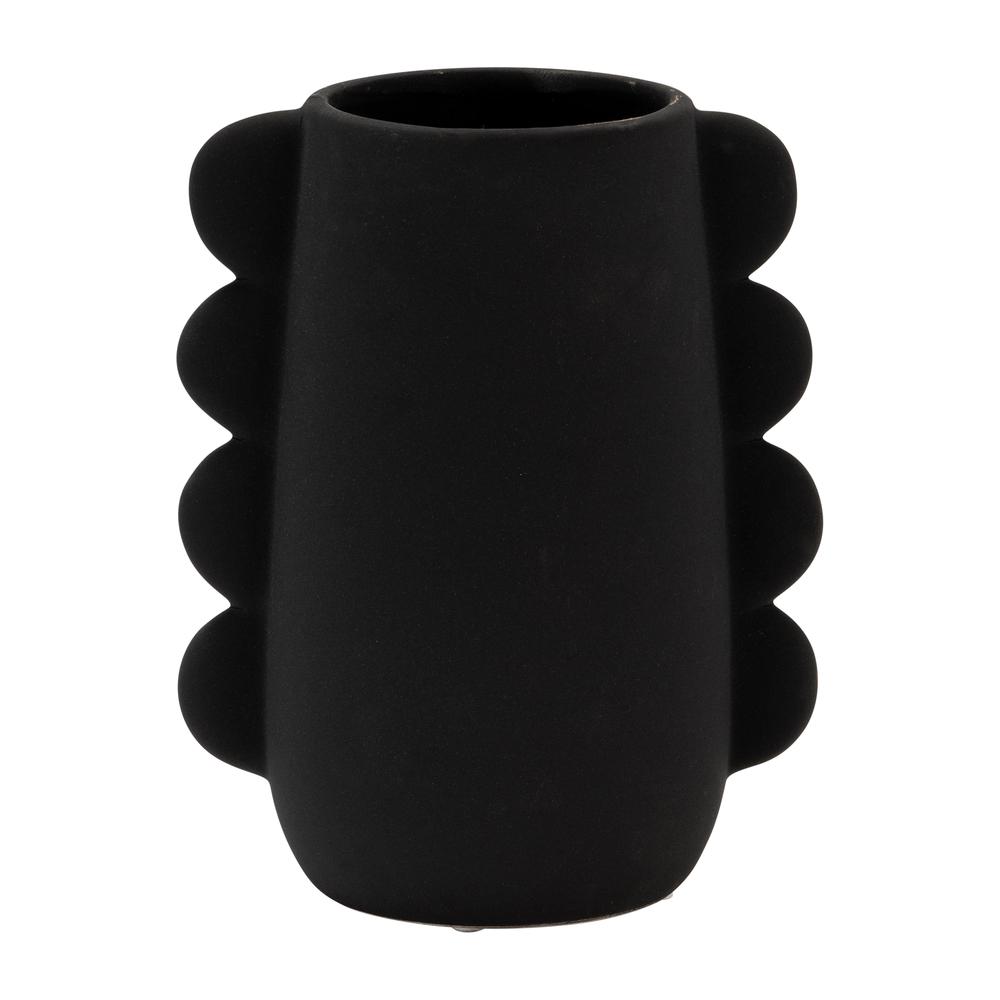 Dol, 7" Eared Vase, Black. Picture 1