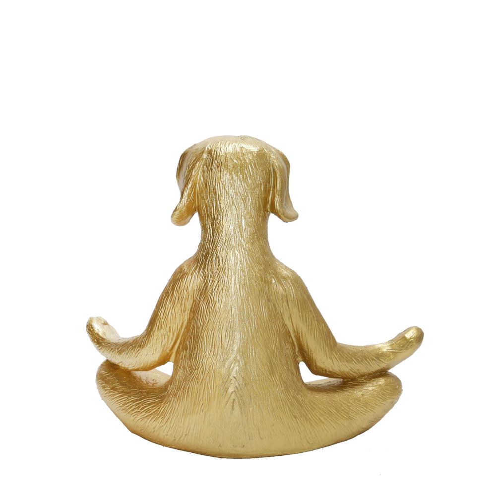Polyresin 7" Yoga Dog, Gold. Picture 3