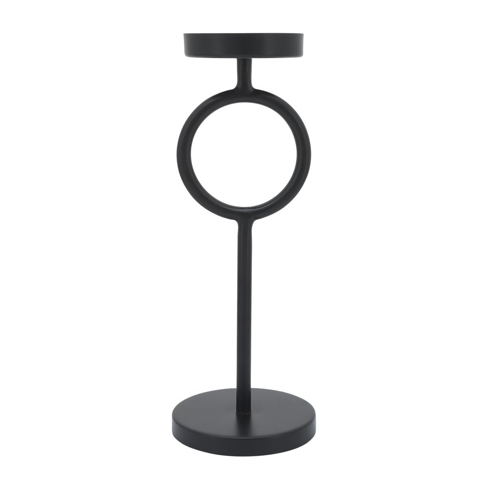 Metal, 13"h Ring Candle Holder, Black. Picture 2