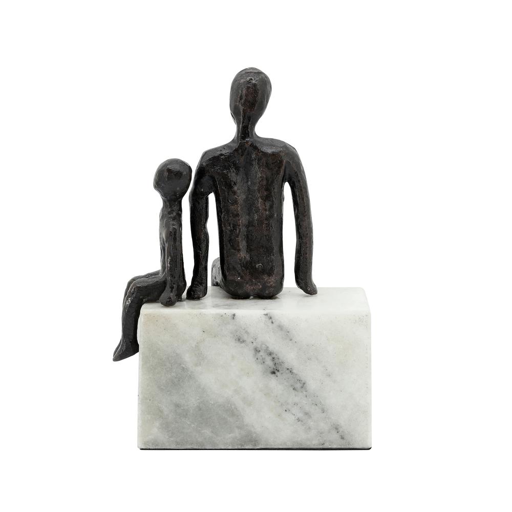 Metal, 10", Dad & Son Sitting Sculpture. Picture 4