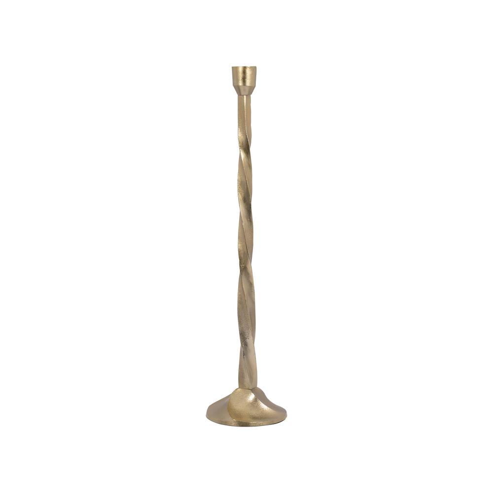 Metal, 24" Twisted Floor Taper Candleholder, Gold. Picture 2