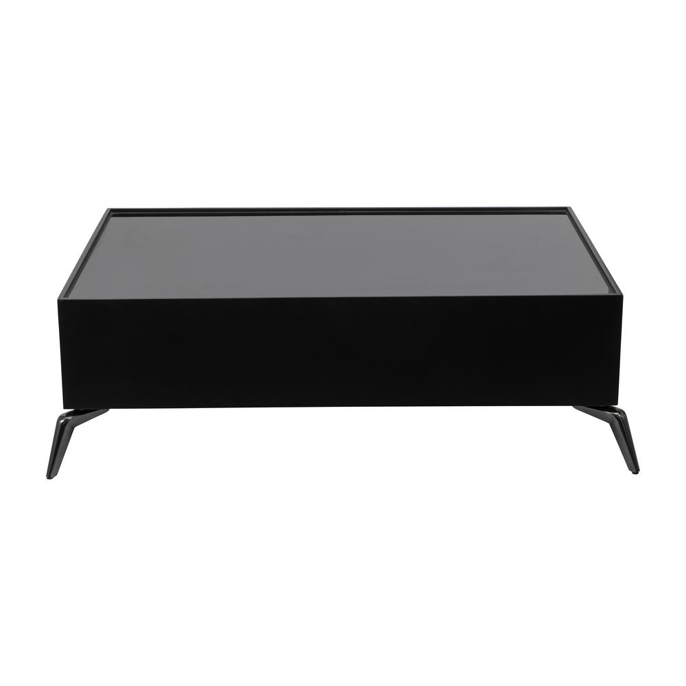 Wood/glass, 47x16" Coffee Table, Blk, Kd. Picture 1