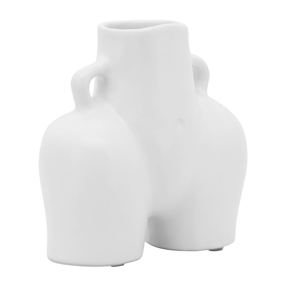 Cer, 6" Half Body Vase, White. Picture 1