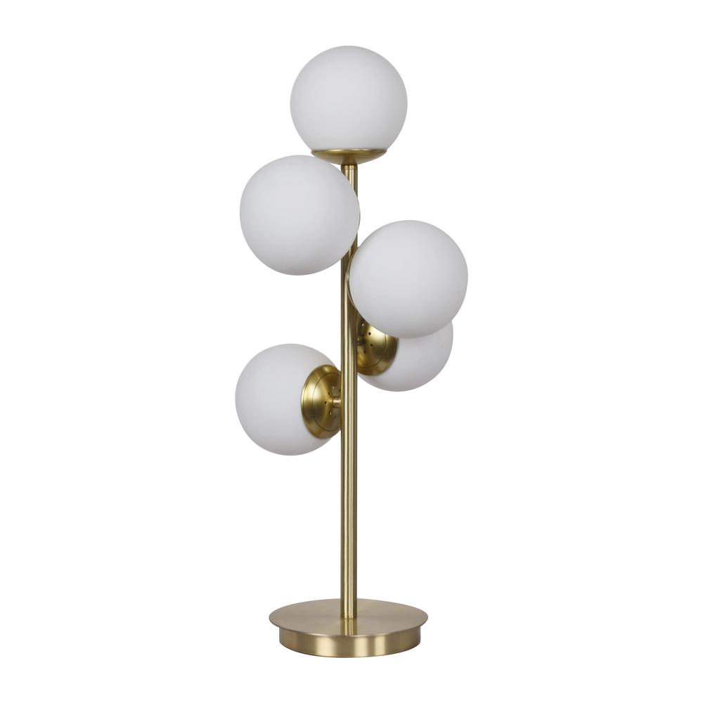 Glass 26" Frosted Globe Table Lamp, Gold. Picture 1