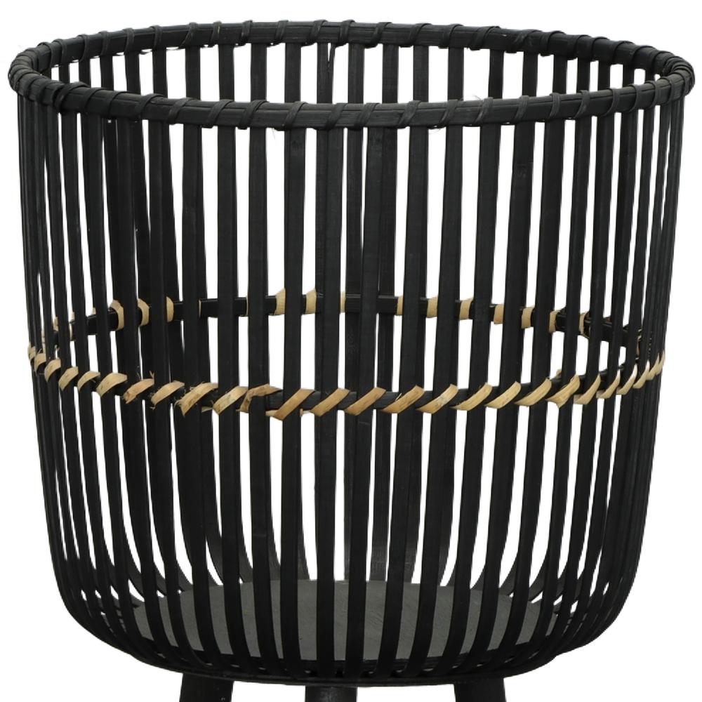 S/3 Bamboo Footed Planters 11/13/15", Black. Picture 7