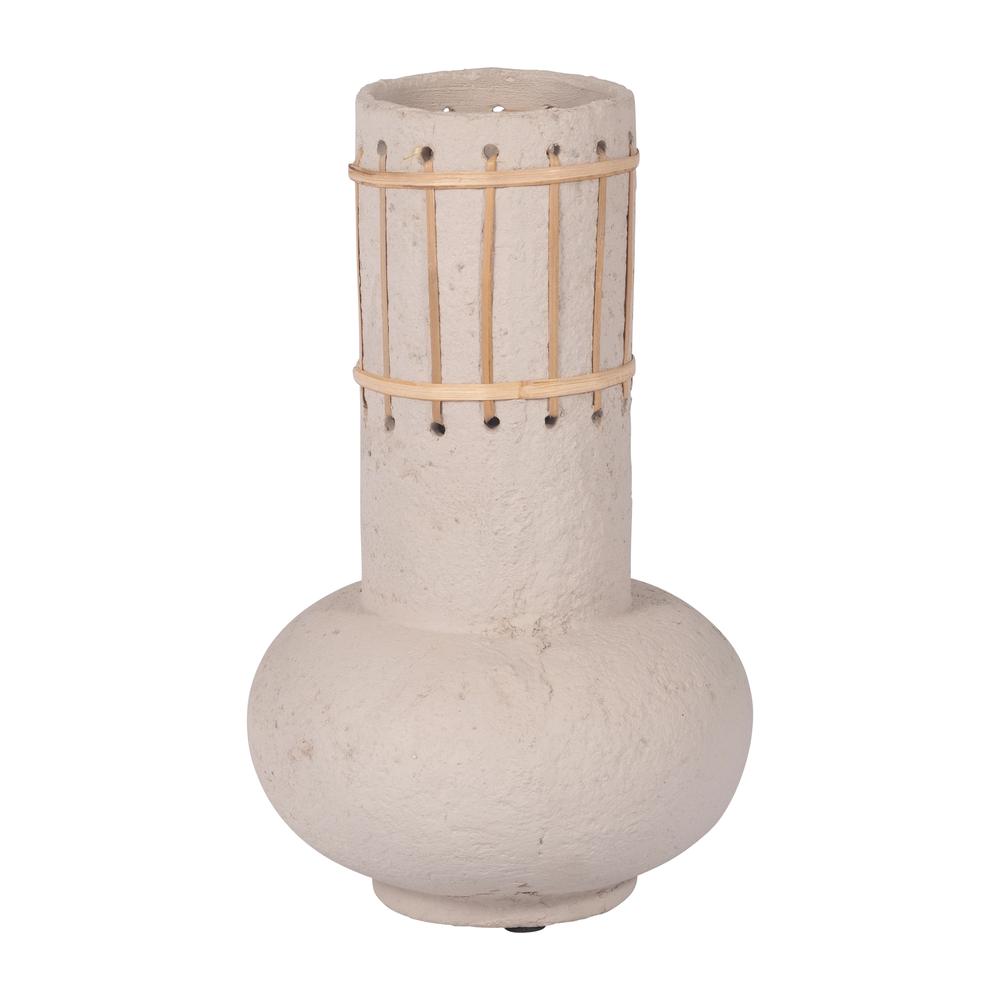 Ecomix, 12" Top Weave Nomad Vase, Ivory. Picture 2