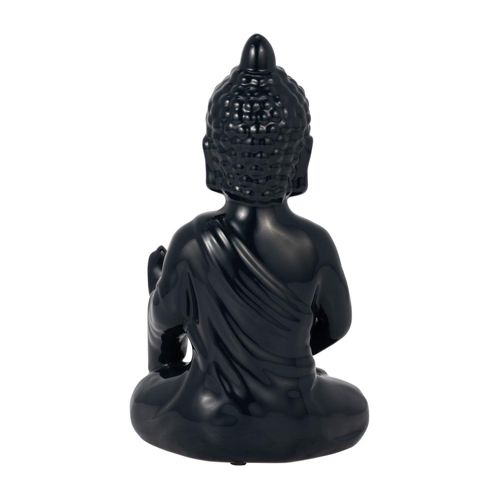 10?, Navy Blue Ceramic Seated Buddha. Picture 4