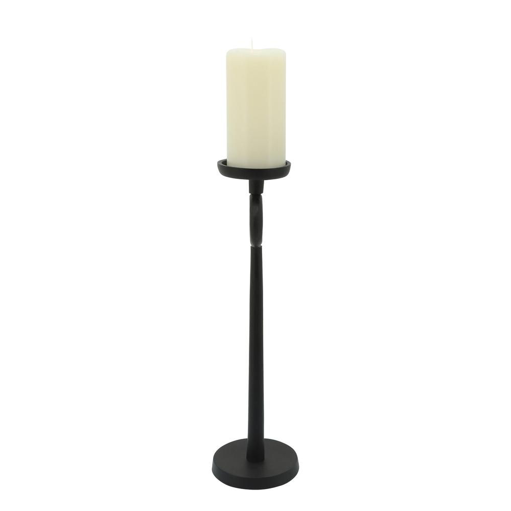 17"h Metal Candle Holder, Black. Picture 3