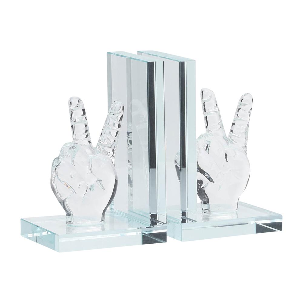 Crystal, S/2 6"h Peace Sign Bookends. Picture 1