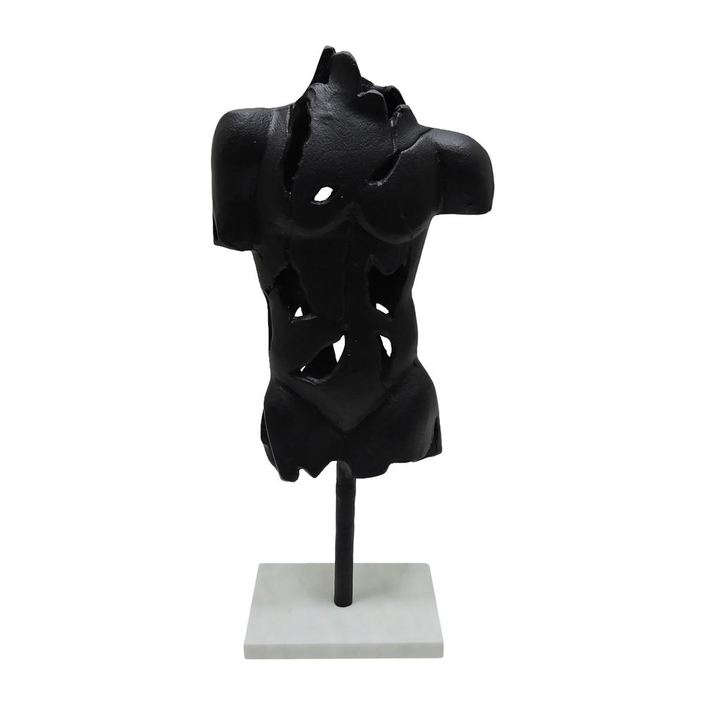 Metal, 16" Cracked Bust On Stand, Black. Picture 1