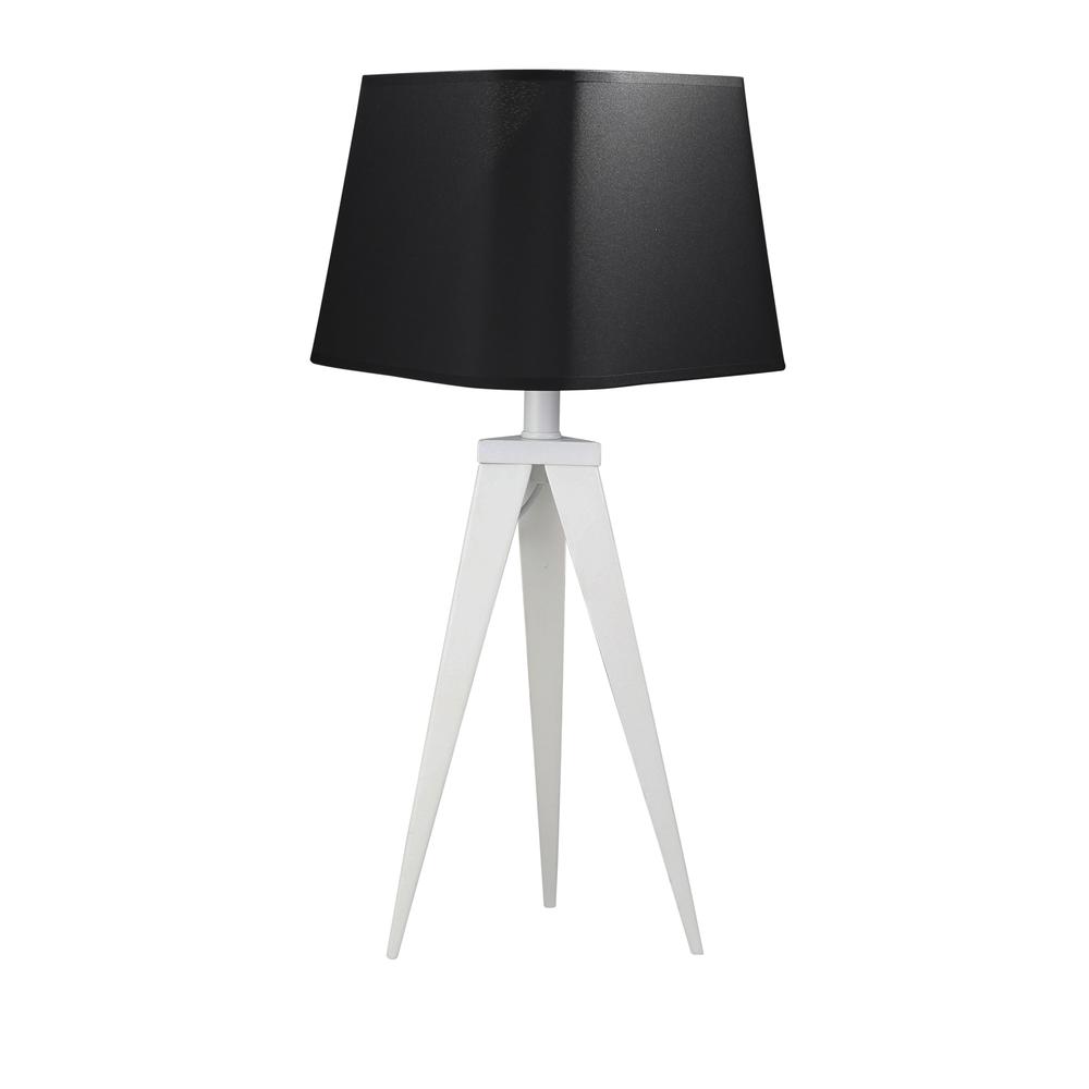 Metal 24" Tripod Table Lamp, White/black. Picture 1