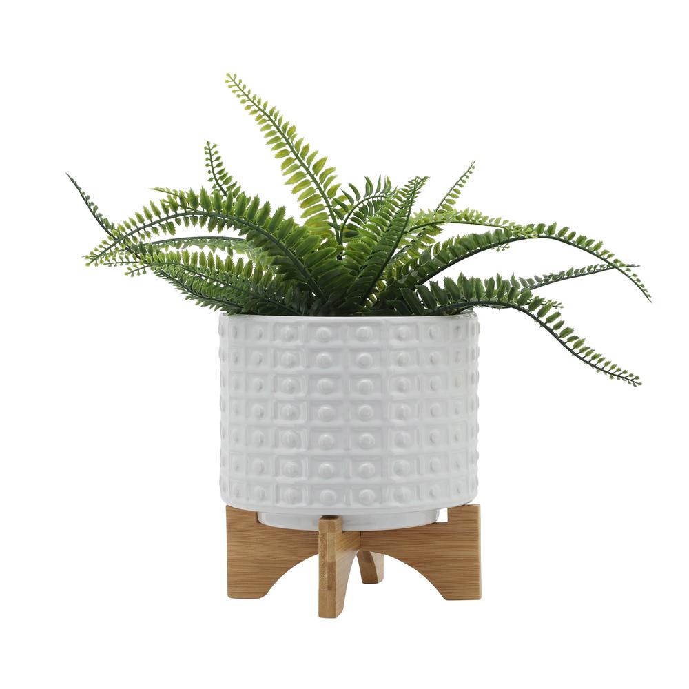 8" Dotted Planter W/ Stand, White. Picture 3