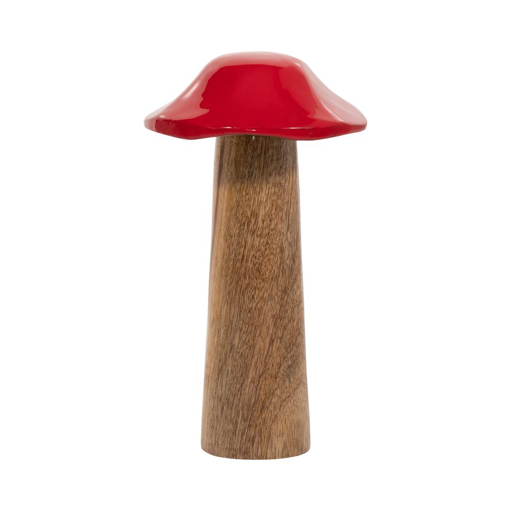 Wood, 8" Toadstool Mushroom, Red. Picture 1