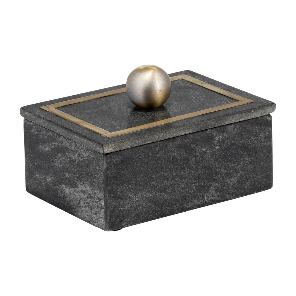 Marble, 7x5 Rectangular Box - Knob, Black. Picture 1