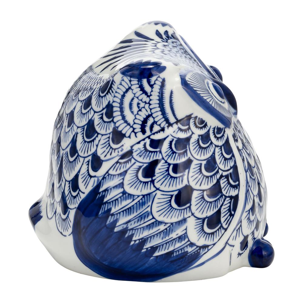 Cer, 6"h Chinoiserie Owl, Blue/white. Picture 3