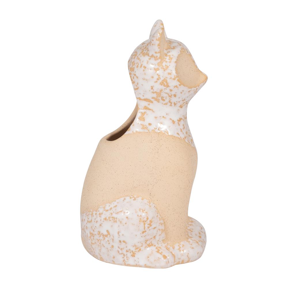 Cer, 8" Sitting Fox Vase, Ivory. Picture 3