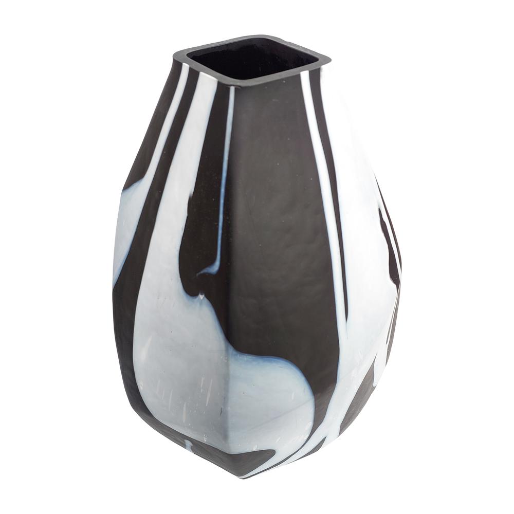 Glass, 19" Abstract Contemporary Vase, Black. Picture 3