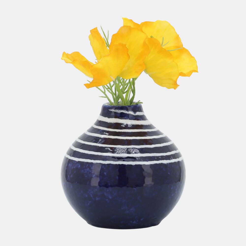 Cer, 5"h Primeval Vase, Blue. Picture 3