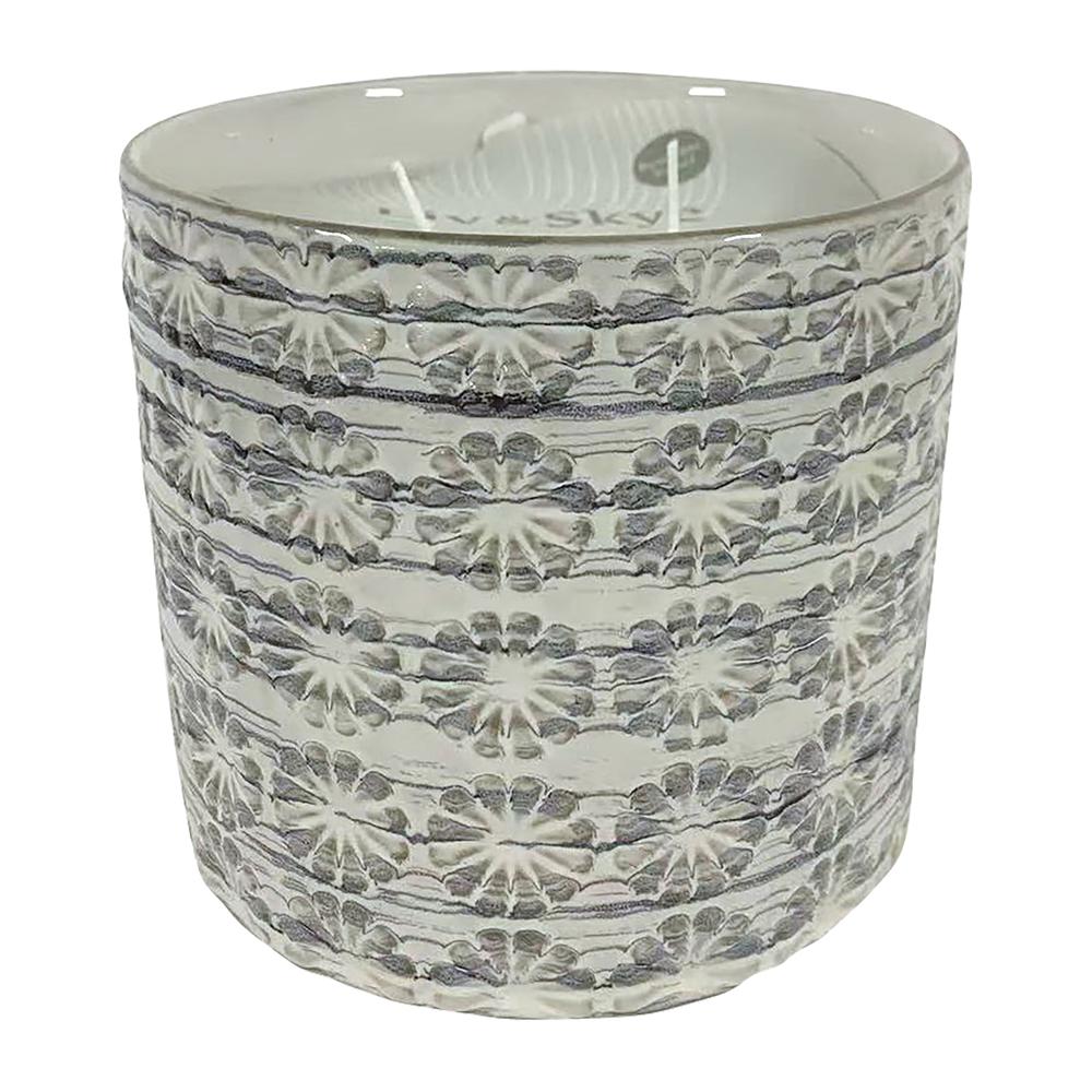 7" 25oz Flower Citro Candle, White/grey. Picture 1