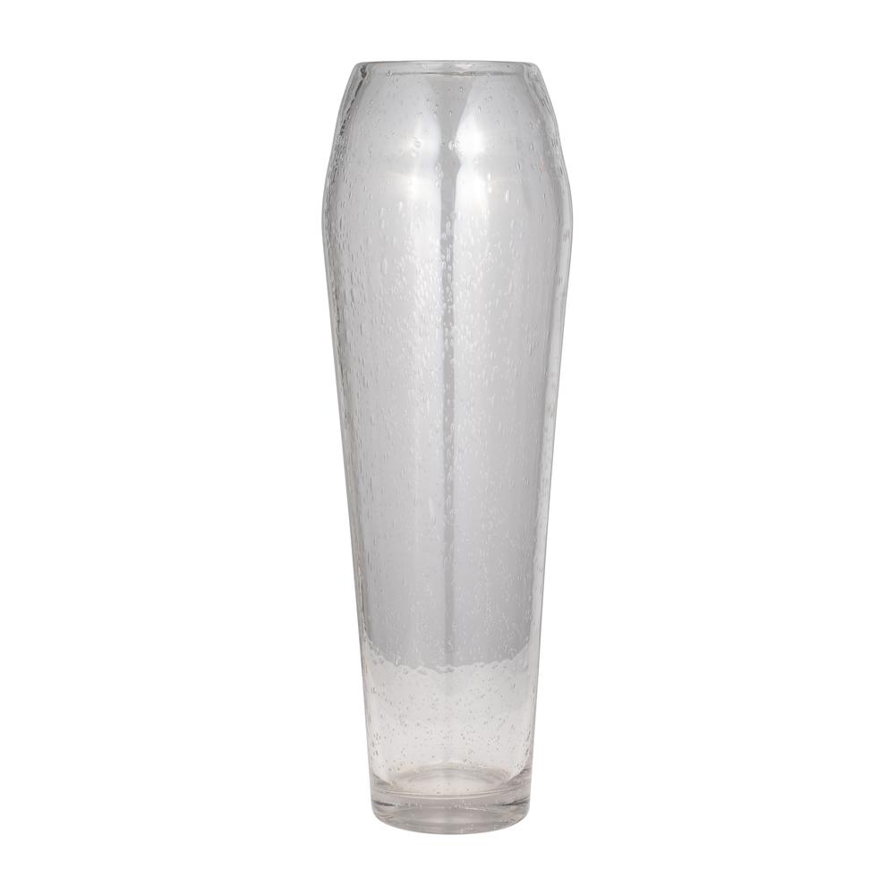 Glass, 23" Floor Vase Bubble Clear. Picture 1