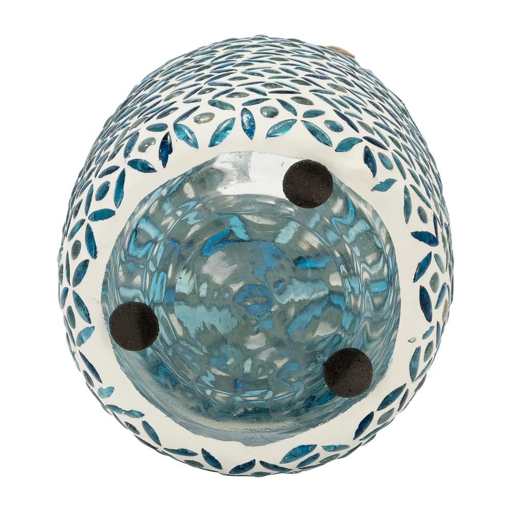 Glass, 9"h Mosaic Vase, Blue. Picture 5