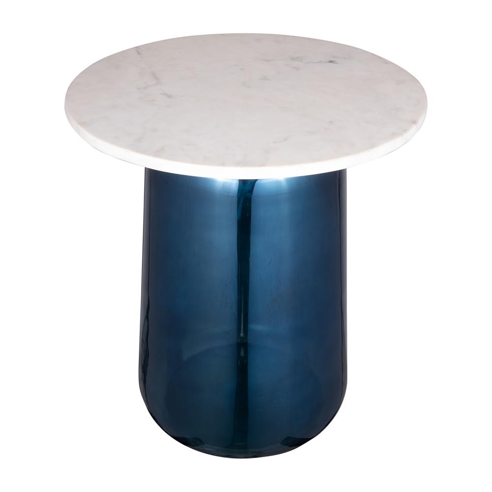 Marble Top, 22"h Side Table Gls Base, Metallic. Picture 2