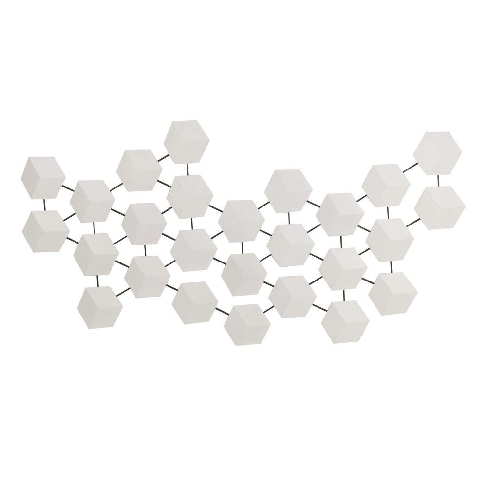 44" Staggered Hexagons Metal Wall Decor, White/bla. Picture 1