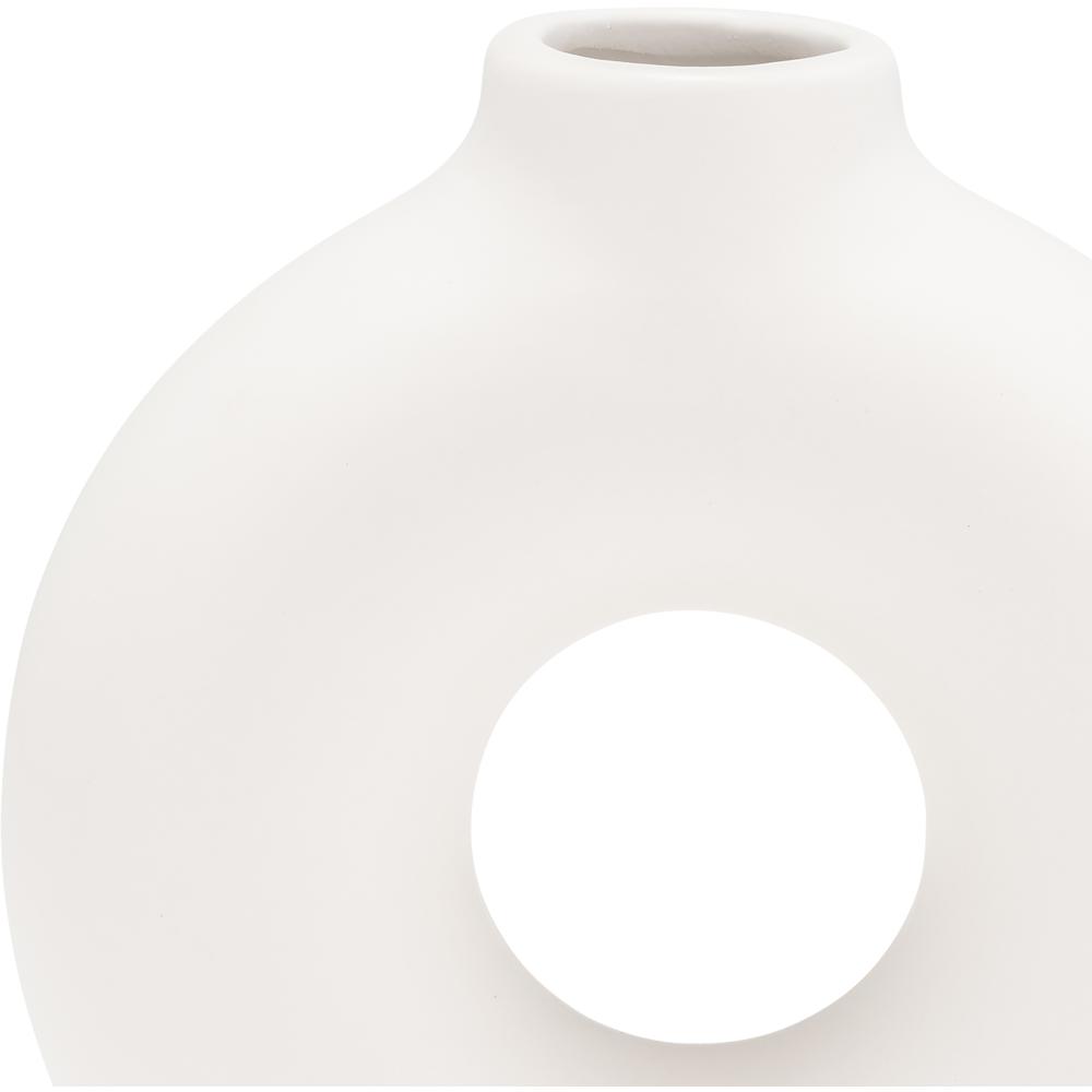 Cer,7",donut Footed Vase,white. Picture 6