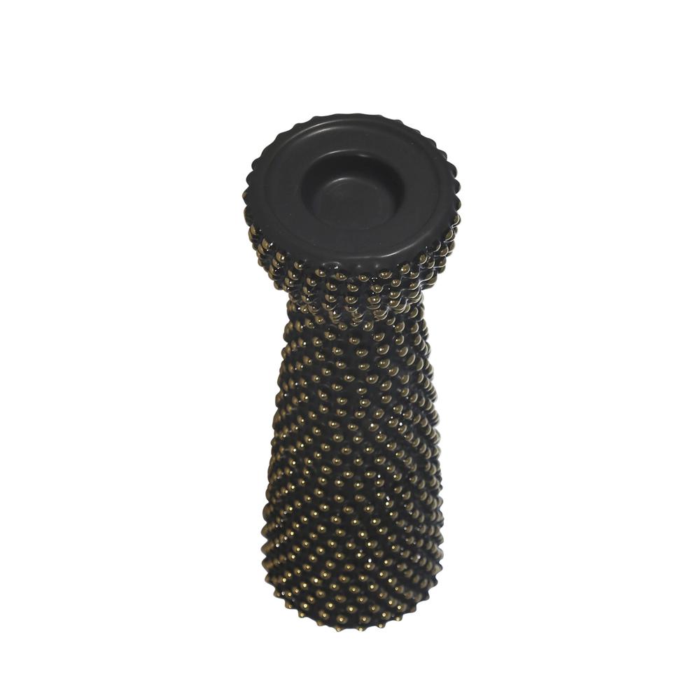 Ceramic 12" Spike Candle Holder Black/gold. Picture 2