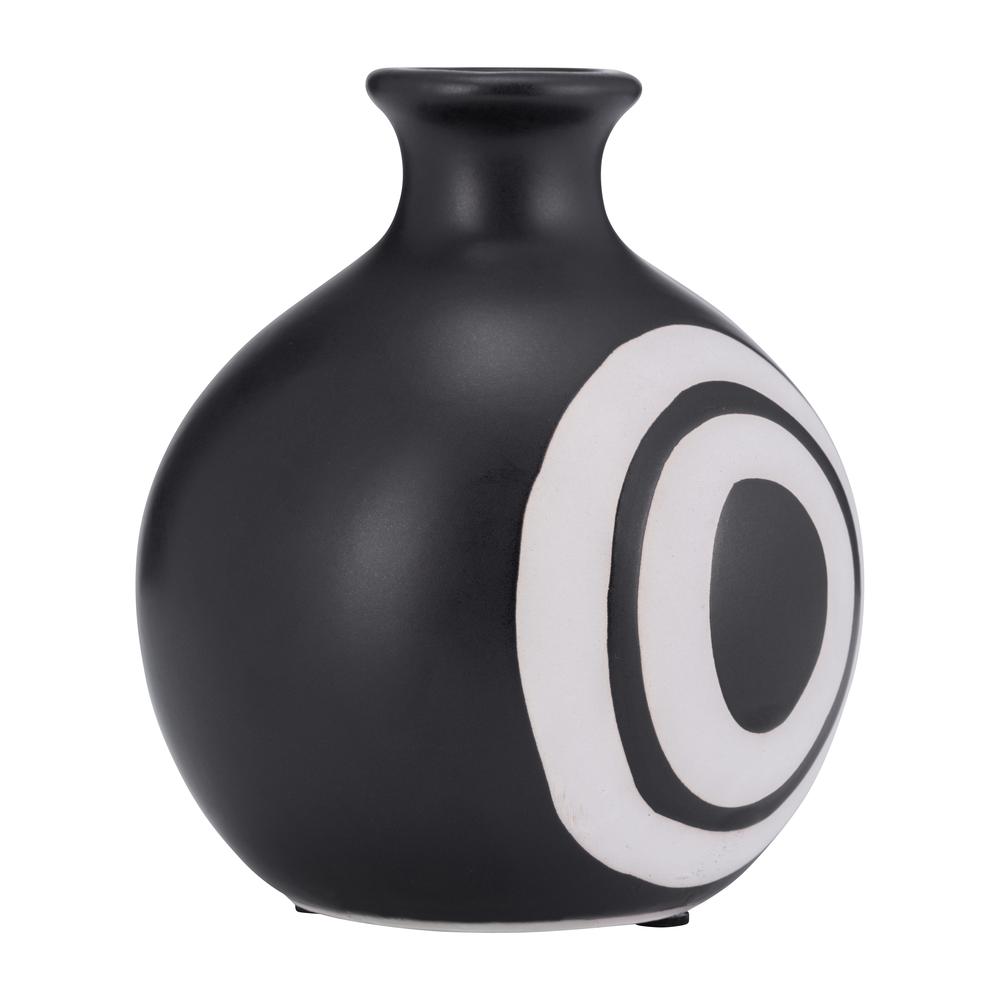 Cer, 7"h Abstract Vase, Black. Picture 2
