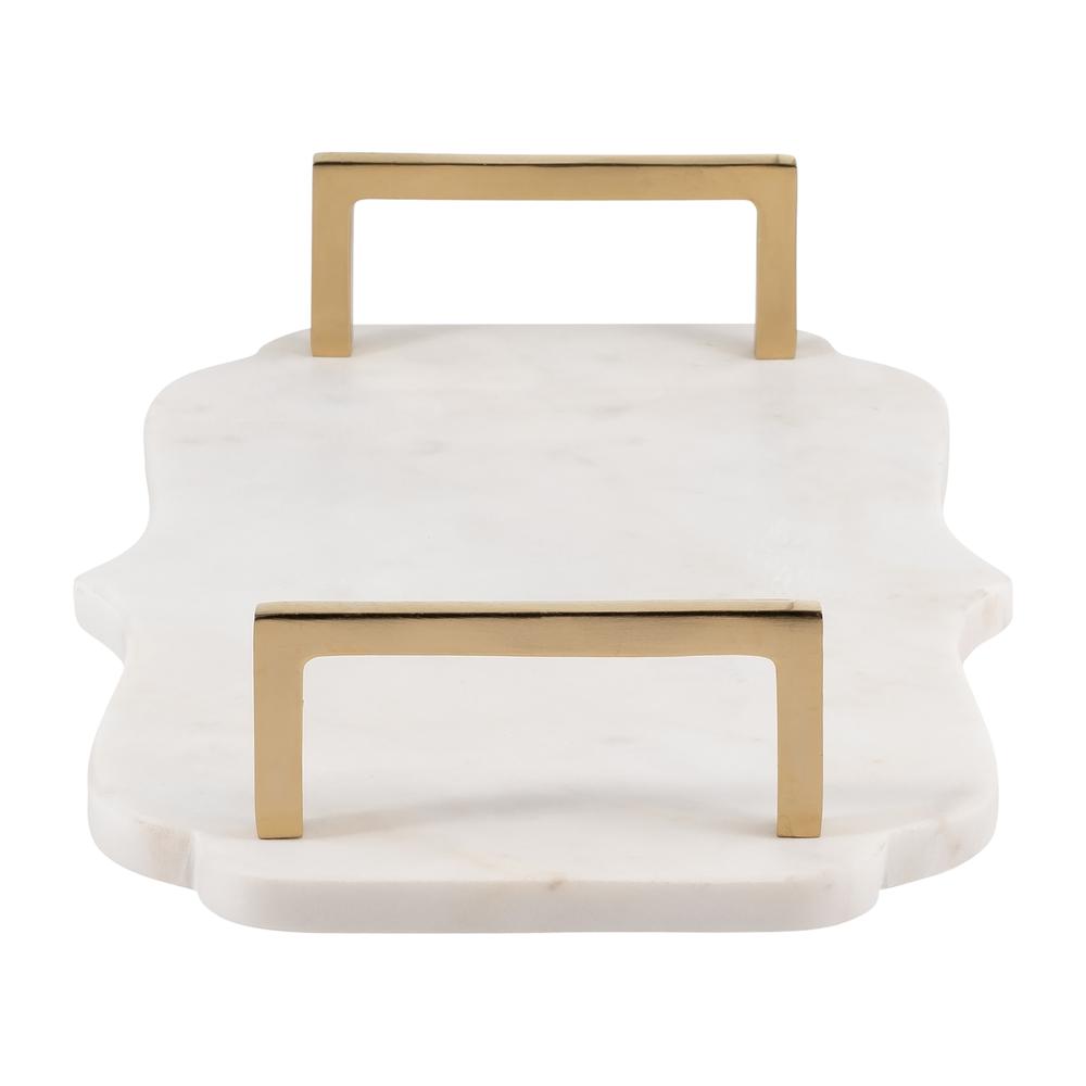 Marble, S/2 15/18"l Accent Trays, White. Picture 5