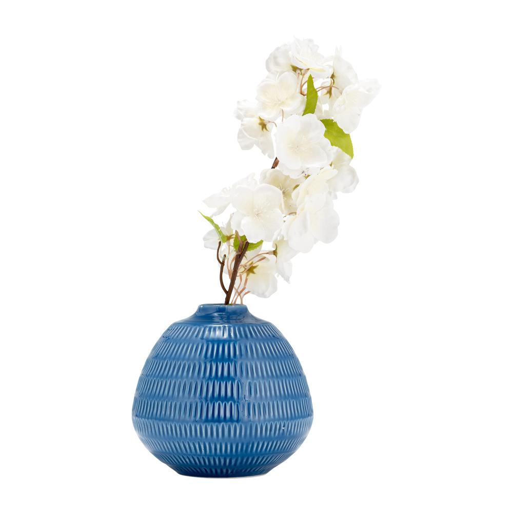 Cer,6",stripe Oval Vase,coastal Blue. Picture 3