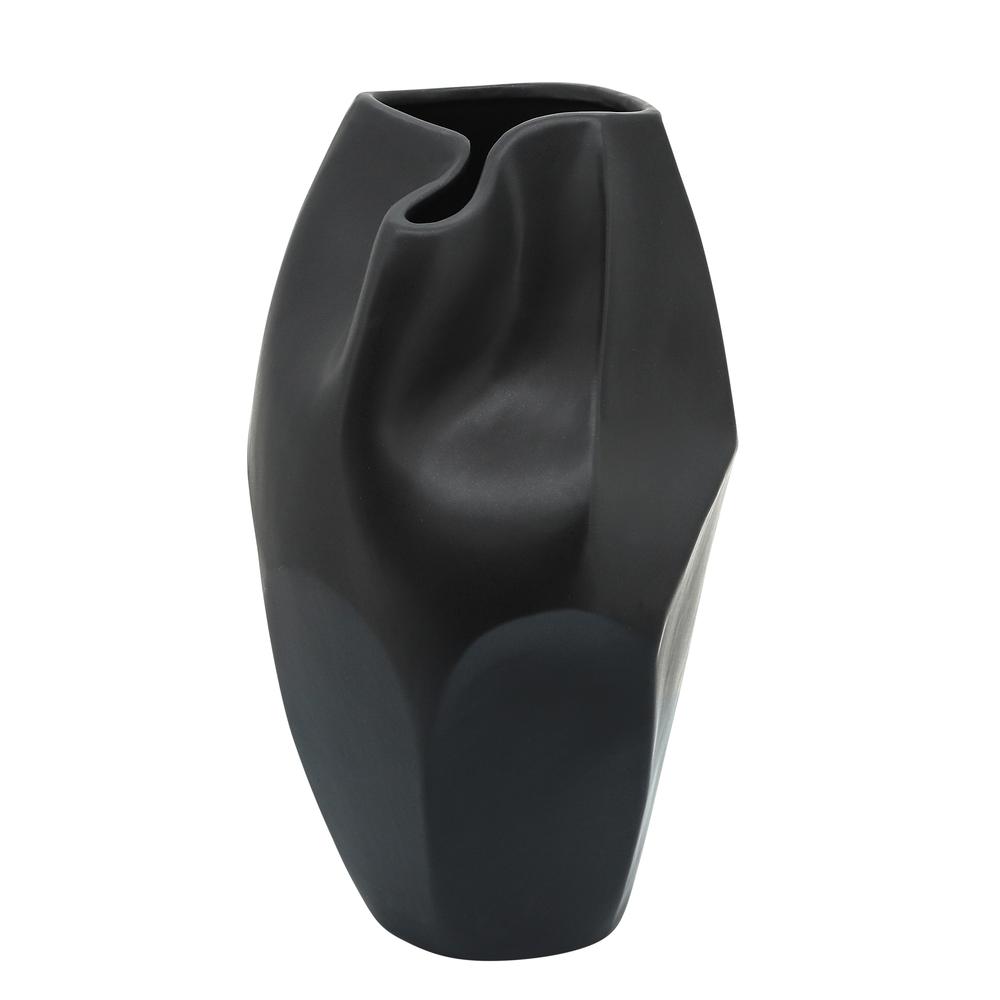 Cer, 14"h Abstract Vase, Black. Picture 1