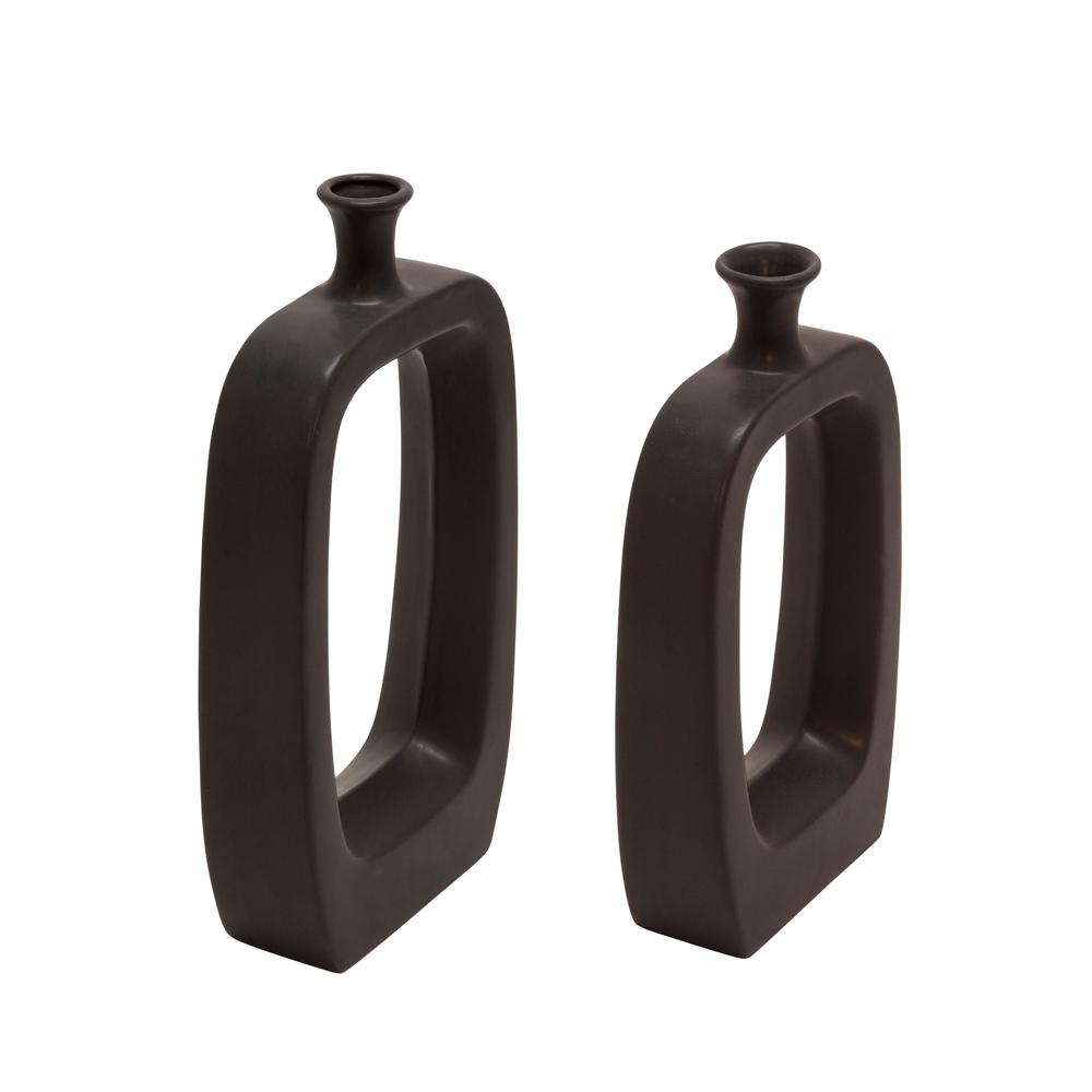 Cer, 14" Vase W/cutout, Black. Picture 3