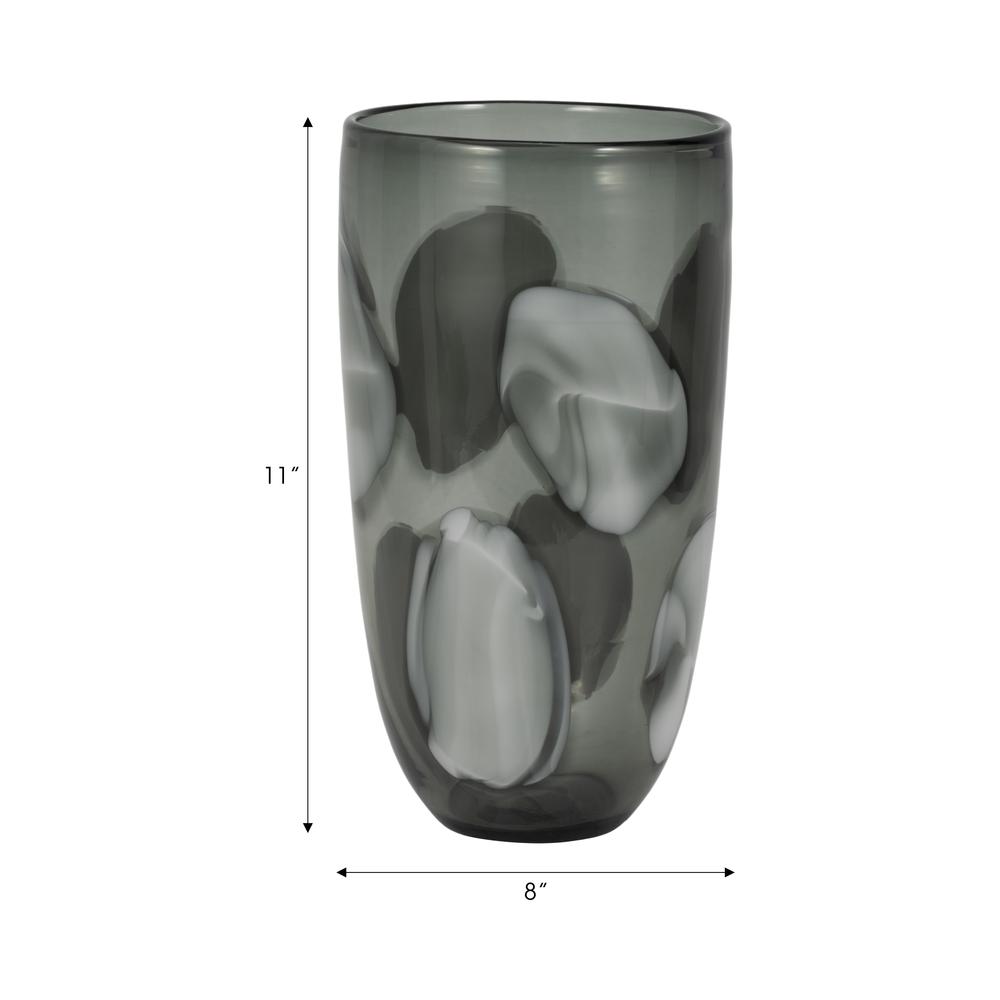 Glass, 14" Hand Blown Vase, Aqua. Picture 8
