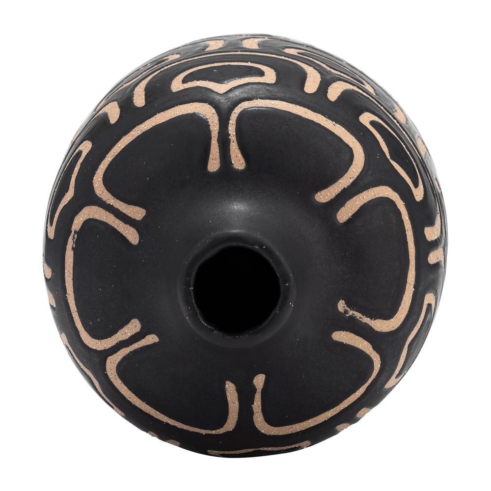 Cer, 10" Decorative Vase, Black/tan. Picture 5