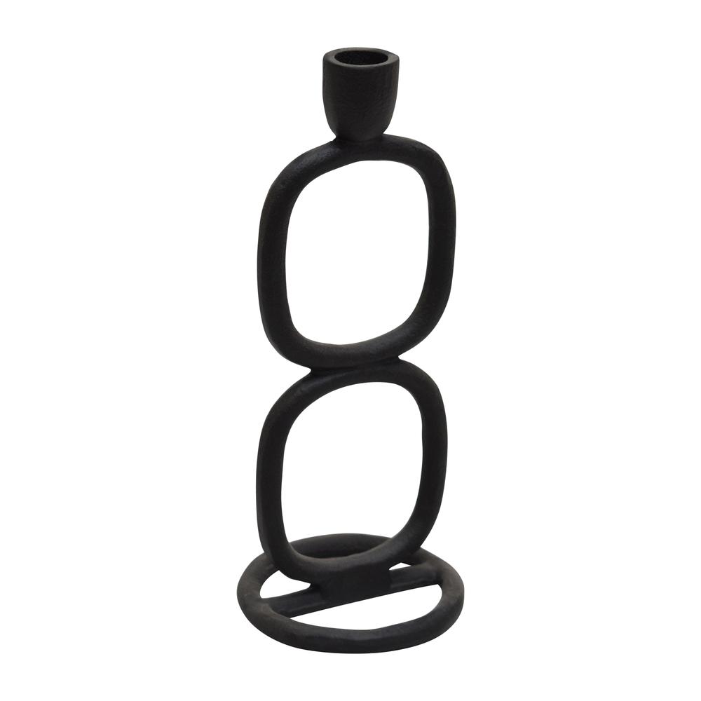 Metal, 10" Double Stack Taper Candleholder, Black. Picture 1
