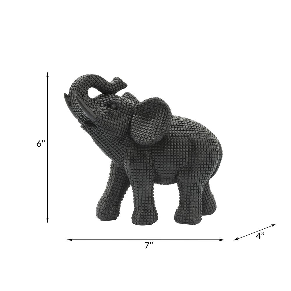 Resin 7" Elephant Table Accent, Black. Picture 5