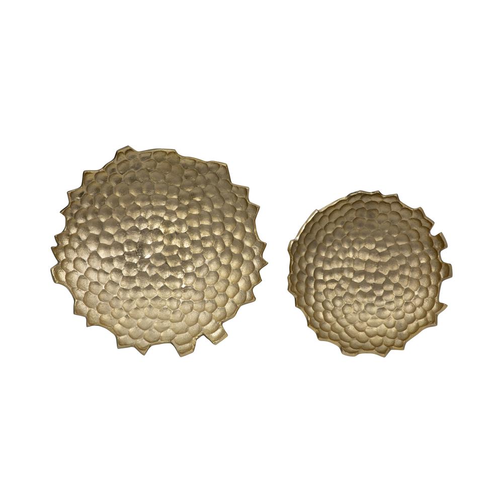 Metal, S/2 12/16" Honeycomb Bowls, Gold. Picture 6