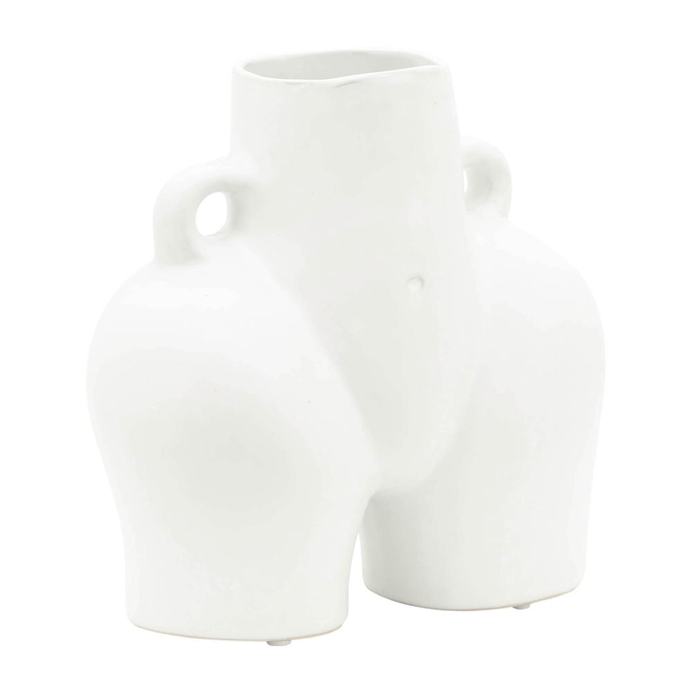 Cer, 7" Half Body Vase, White. Picture 1